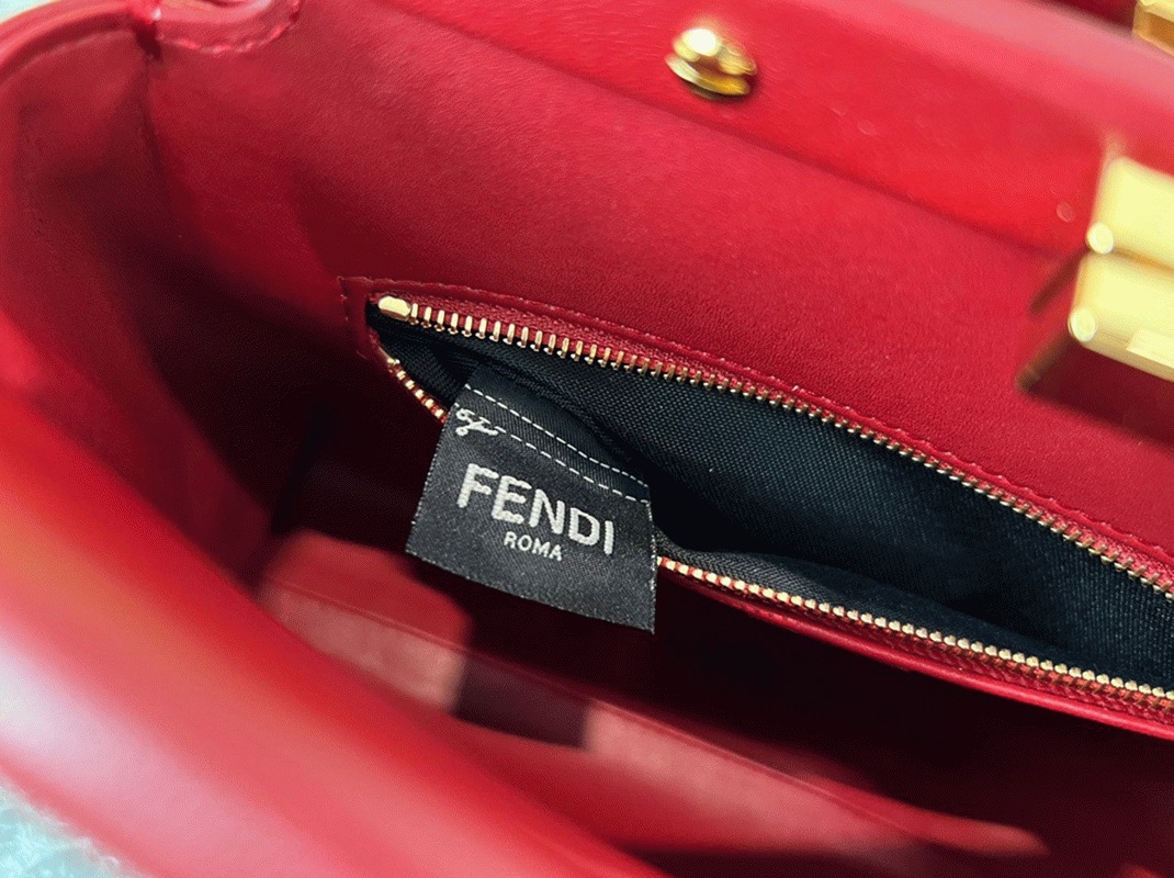 Top Quality Knockoff F**di Peekaboo Mini Bag In Red Nappa Leather