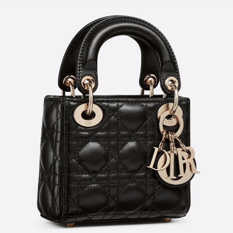 D10r Lady D10r Micro Bag Fake in Black Cannage Lambskin