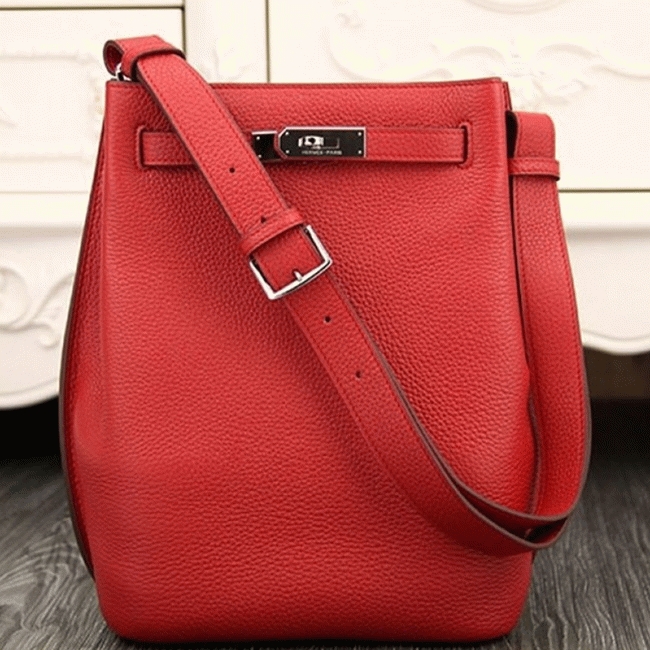 Red Leather Fake H**me5 So Kelly 22cm Bold Color Purse