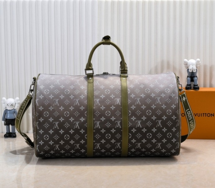 LV Monogram Gradient Canvas Keepall Bandouliere 55 In Khaki Green