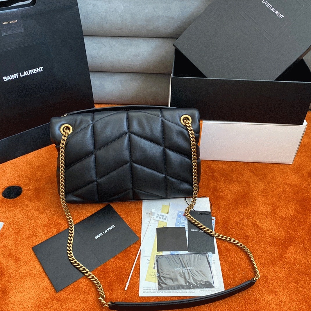 Replica Sa1nt Lau*nt Puffer Small Chain Bag Black Lambskin
