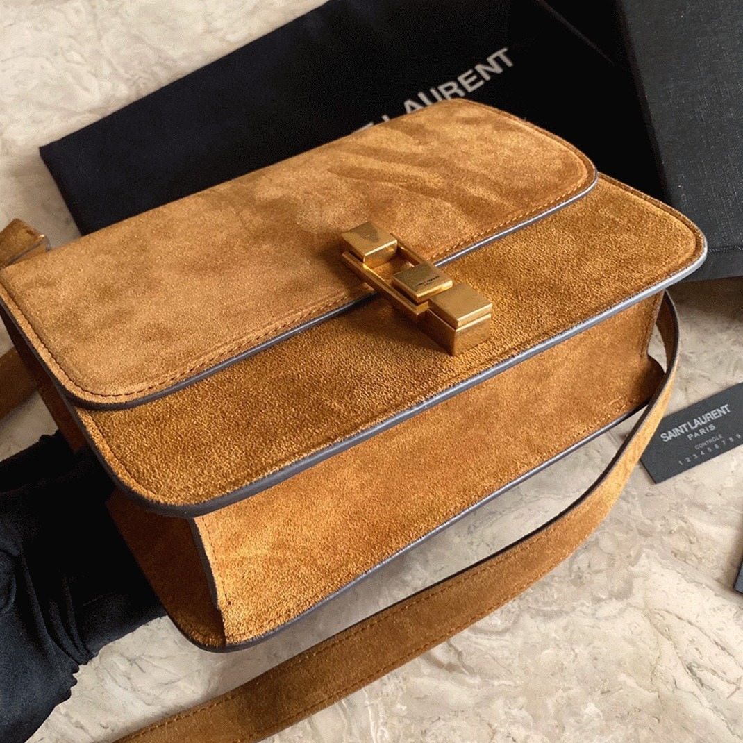 Fake Sa1nt Lau*nt Le Carre Satchel Bag Brown