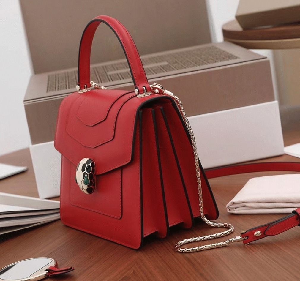 Fake Bv1g*ai Serpenti Forever Small Bag Red Calfskin