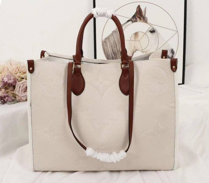 L0vis Vvtt0n Monogram Empreinte Giant Onthego GM Tote In Cream – Brown