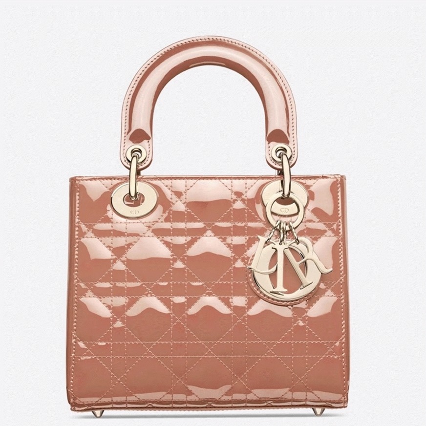 D10r Small Lady D10r Bag Faux in Powder Patent Cannage Calfskin