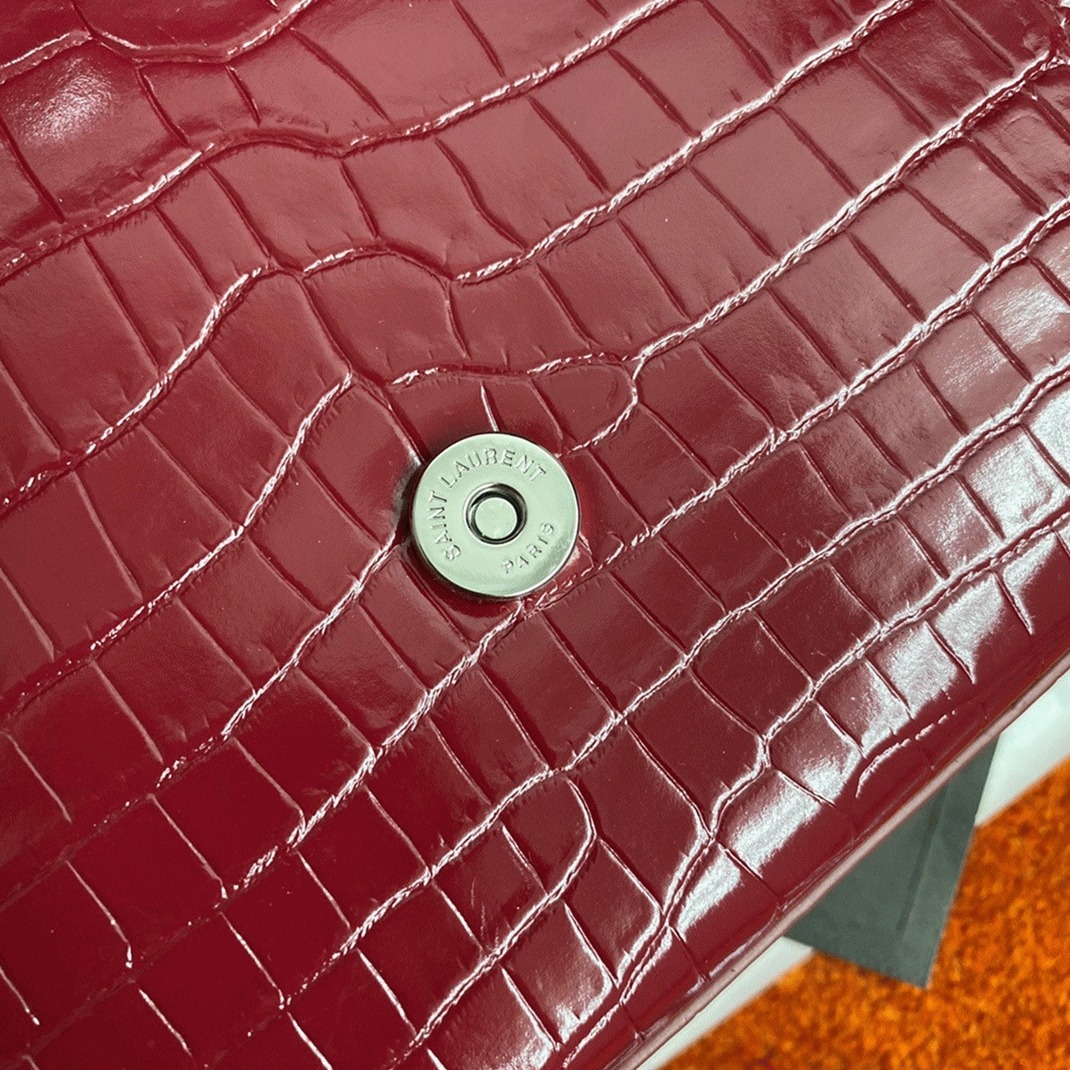 Fake Sa1nt Lau*nt Kate Medium Tassel Bag Red Crocodile-embossed Leather