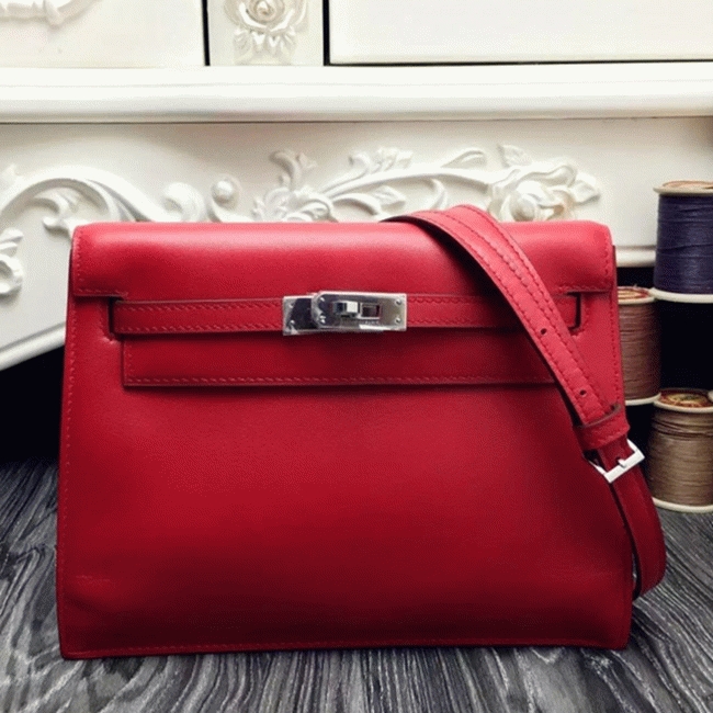 Red Swift Leather Fake H**me5 Kelly Danse Chic Handbag