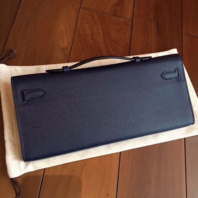 Sapphire Epsom Replica H**me5 Kelly Cut Clutch Luxury Purse