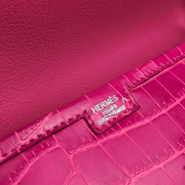 Rose Red Crocodile Leather Replica H**me5 Jige Elan 29 Elegant Clutch
