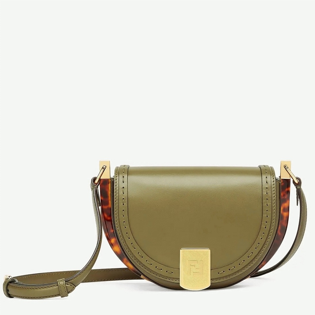 Top Quality Knockoff F**di Moonlight Saddle Bag In Green Calfskin