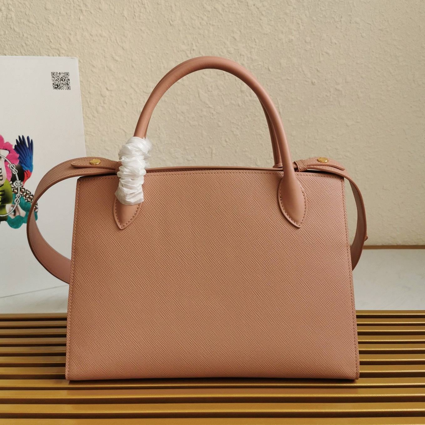 Pra*a Monochrome Medium Bag Best Replica in Nude