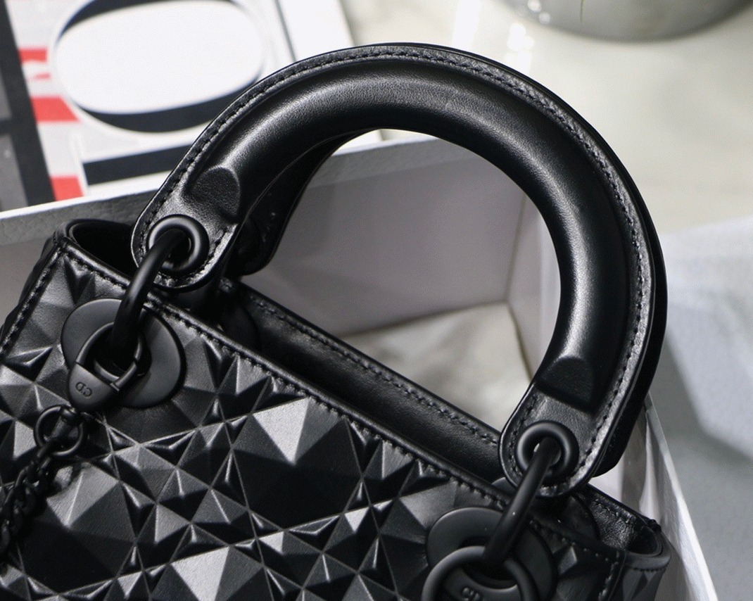 D10r Lady D10r Mini Bag in Black Calfskin with D1am0nd Motif