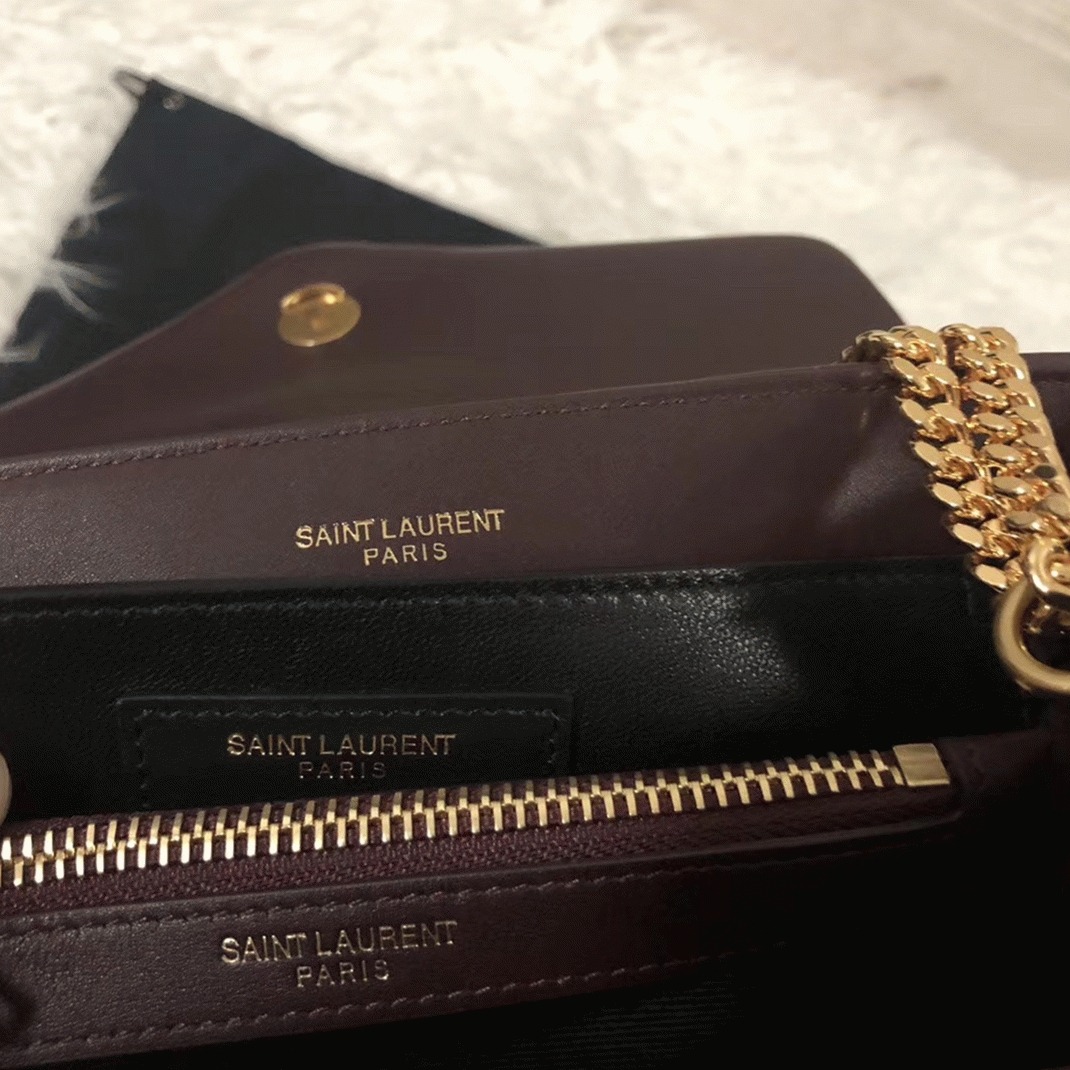 Replica Sa1nt Lau*nt LouLou Small Chain Bag Burgundy