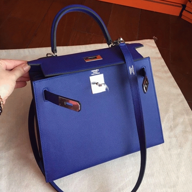 Blue Electric Epsom Fake Discount H**me5 Kelly Sellier 28cm Fashion Tote