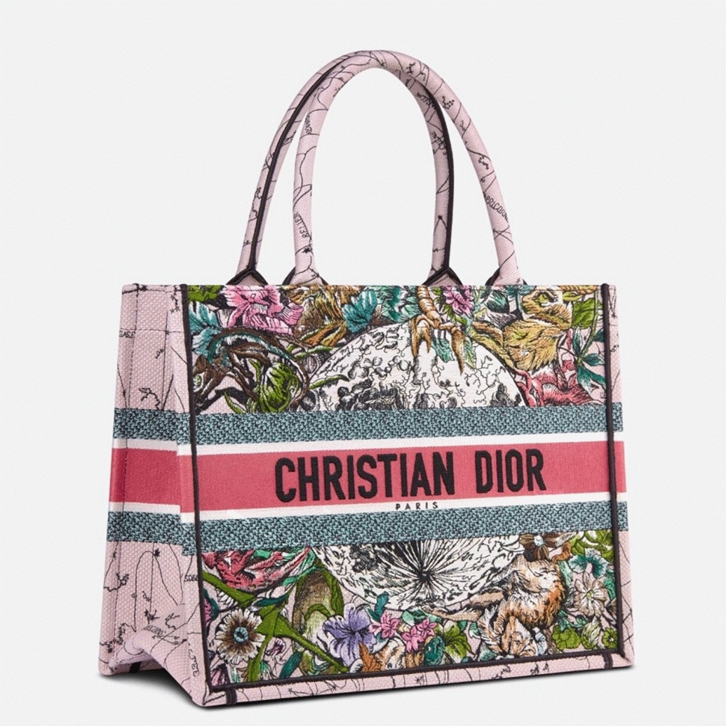 D10r Medium Book Tote Bag Replica in Multicolor D10r Constellation Embroidery