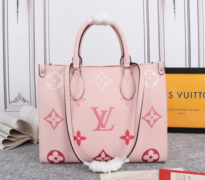 L0vis Vvtt0n Monogram Empreinte Leather Onthego MM Bag In Pink