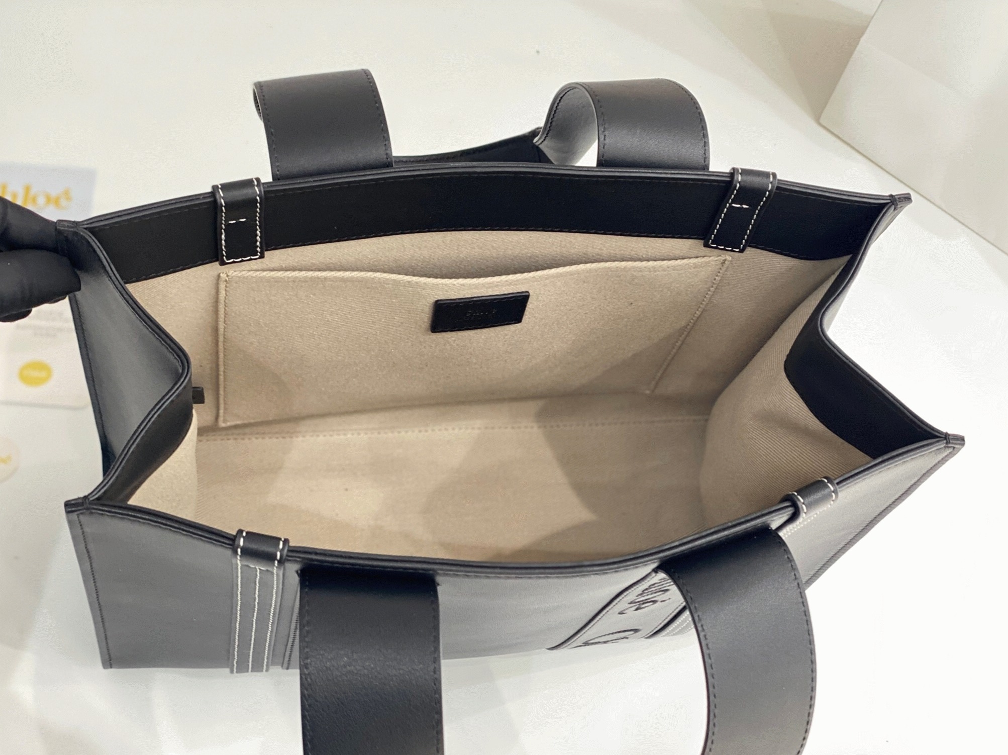 top quality imitation Ch10e woody medium tote bag in black calfskin