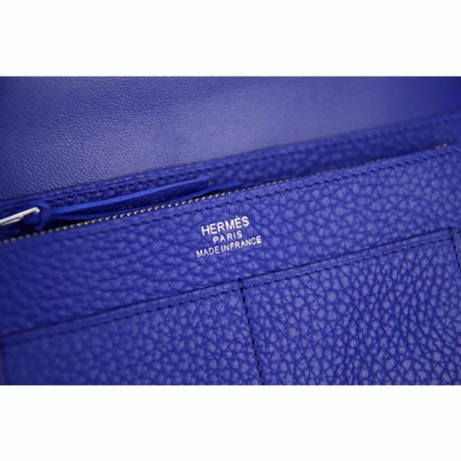 Electric blue designer replica H**me5 Dogon combine wallet