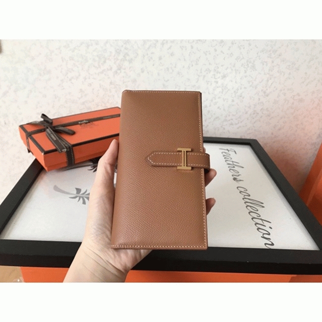 Brown Epsom Fake H**me5 Bearn Wallet