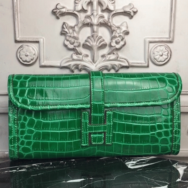 Bambou Knockoff H**me5 Jige Elan 29 Green Accent Clutch