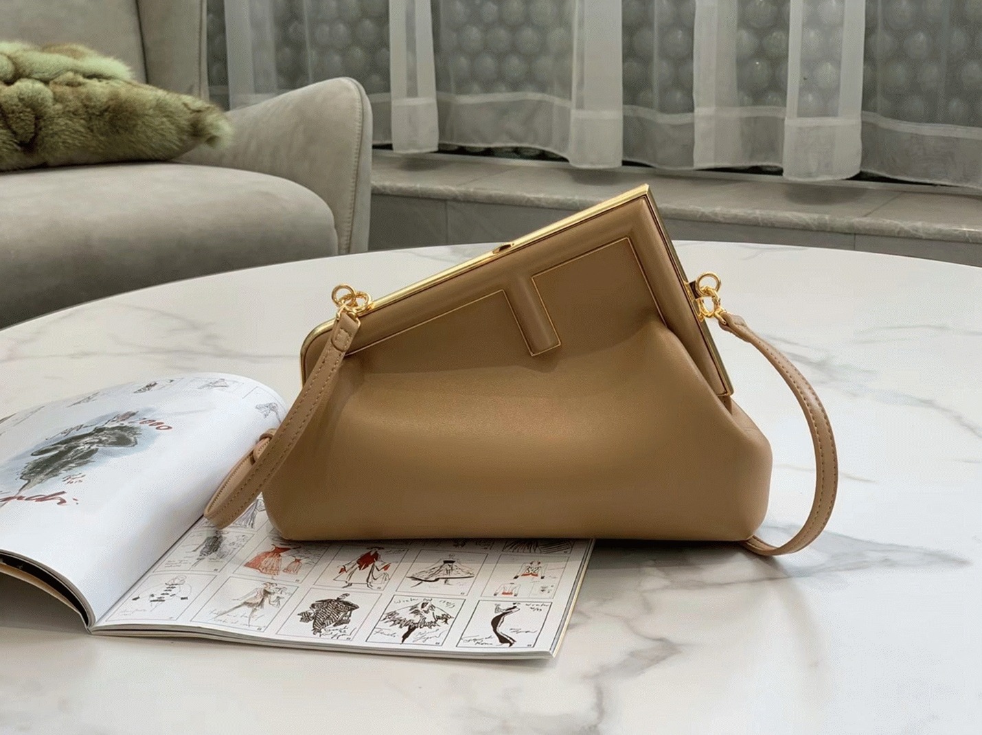 Top Quality Fake F**di First Small Bag In Light Brown