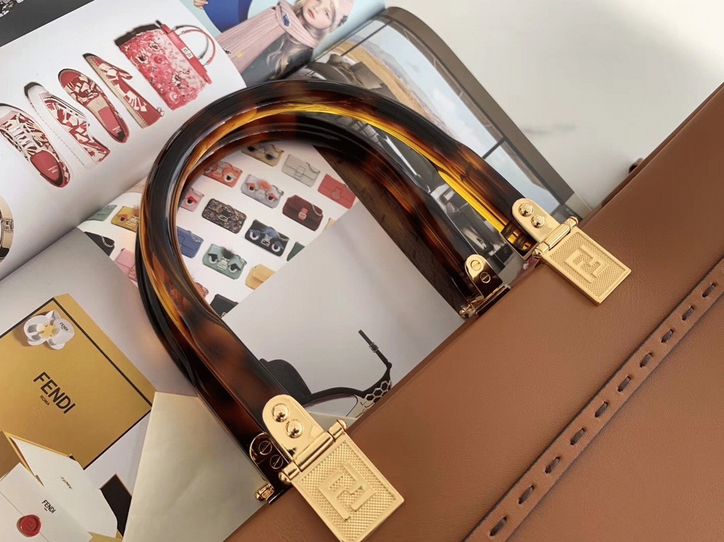 Top Quality Replica F**di Sunshine Medium Tote Bag In Brown Calfskin