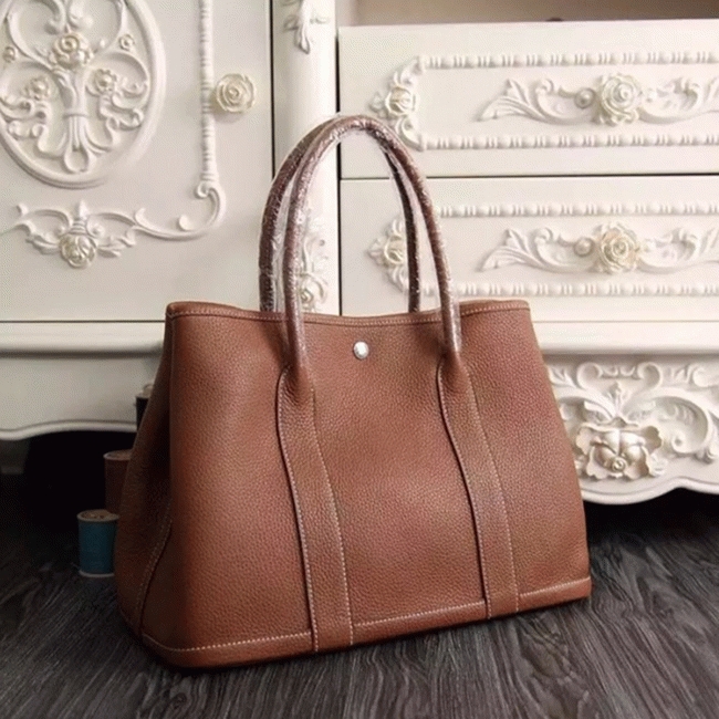 Brown Knockoff H**me5 Garden Party 30cm Everyday Handbag