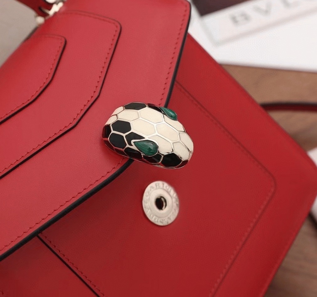 Fake Bv1g*ai Serpenti Forever Small Bag Red Calfskin