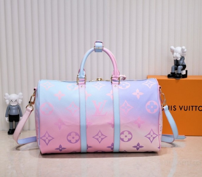 l0vis vvtt0n spring 2022 keepall 45 lU*gage in sunrise pastel