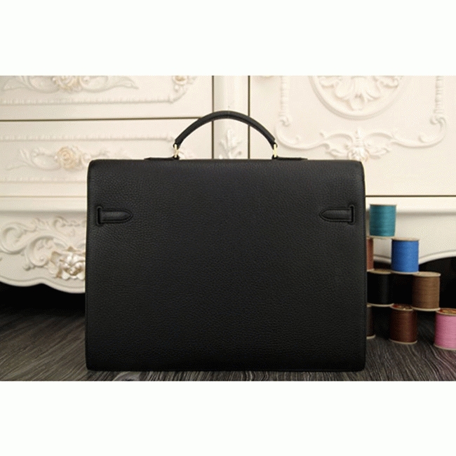 Black Calf Leather Replica Top H**me5 Kelly Depeche 38cm Professional Briefcase