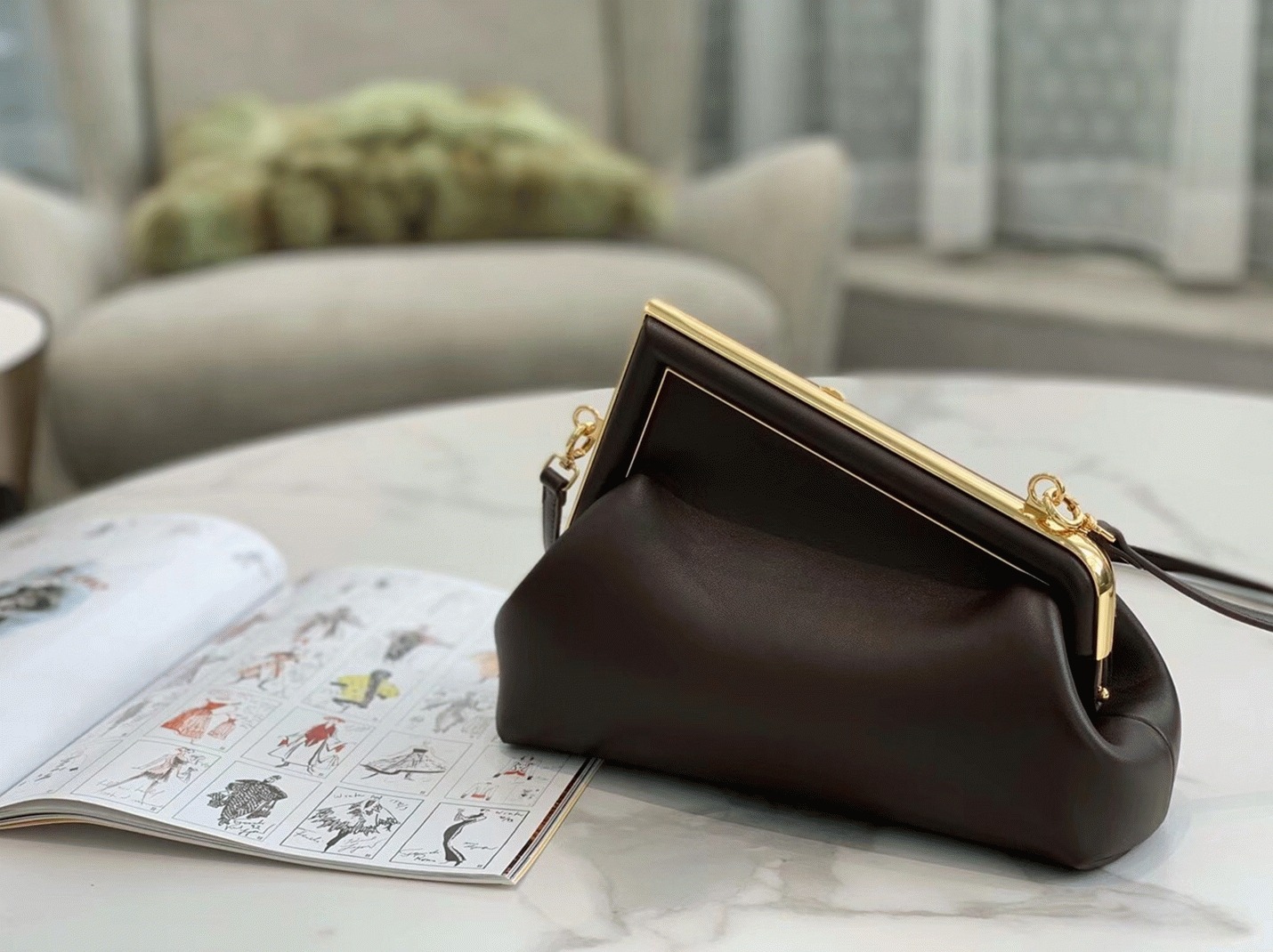 Top Quality Knockoff F**di First Small Bag In Dark Brown