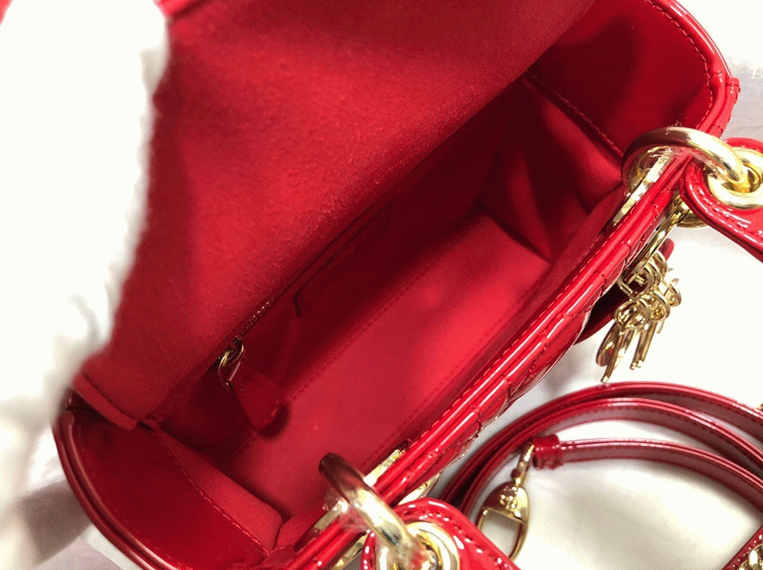 D10r Lady D10r Mini Chain Bag Knockoff with Chain in Red