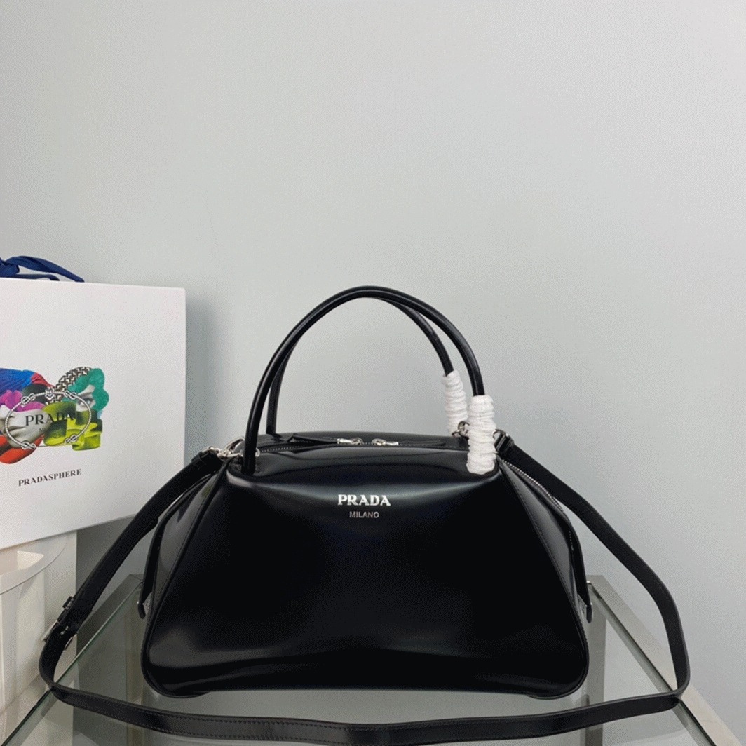 Pra*a S*pernova Medium Bag Knockoff in Black Brushed
