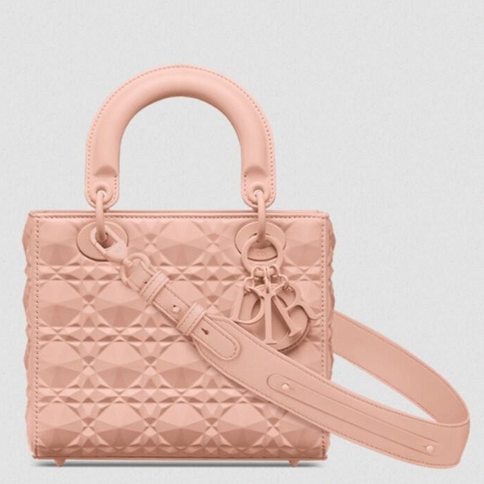 D10r Small Lady D10r My ABCD10r Bag Fake in Pink Calfskin with D1am0nd Motif