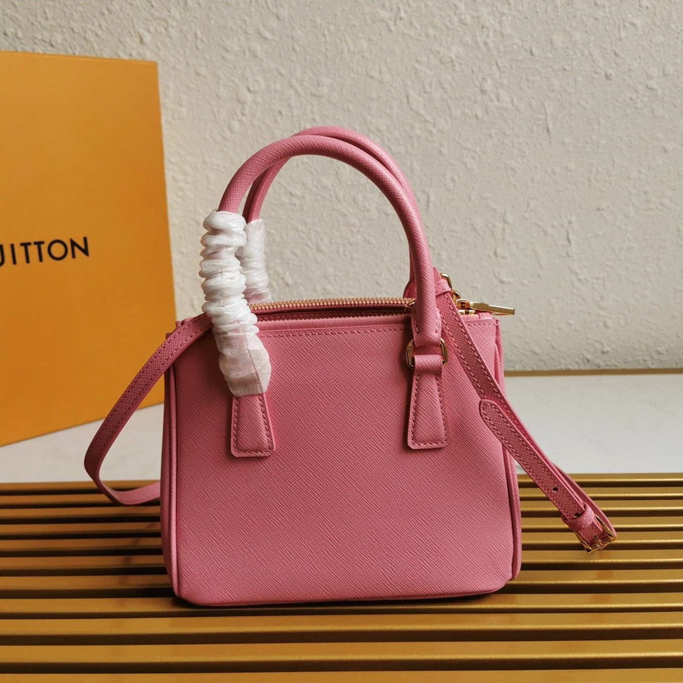 Pink Pra*a Mini Galleria Bag Fake