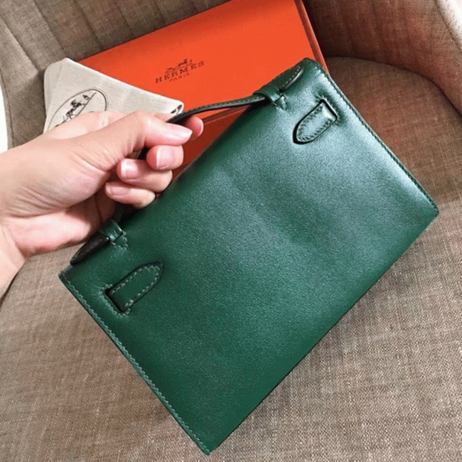 Malachite Swift Fake H**me5 Kelly Pochette Sleek Green Clutch