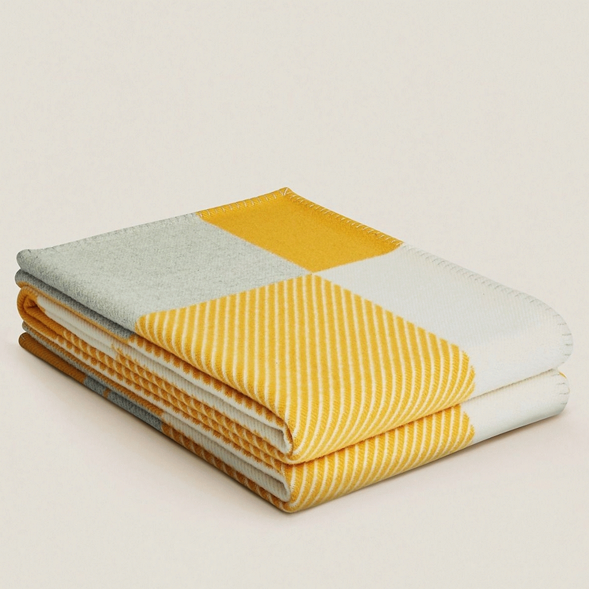 Replica H**me5 H Riviera blanket in yellow wool and cashmere