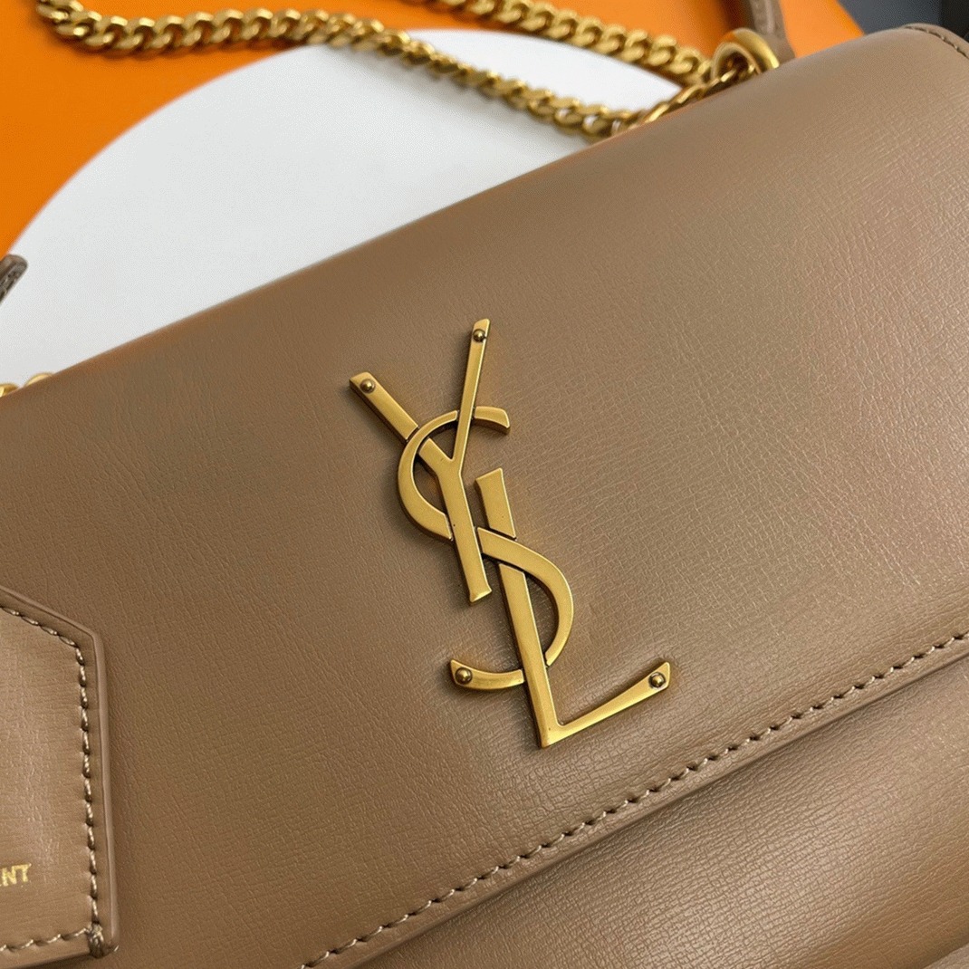 Knockoff Sa1nt Lau*nt Sunset Medium Chain Bag Taupe Calfskin