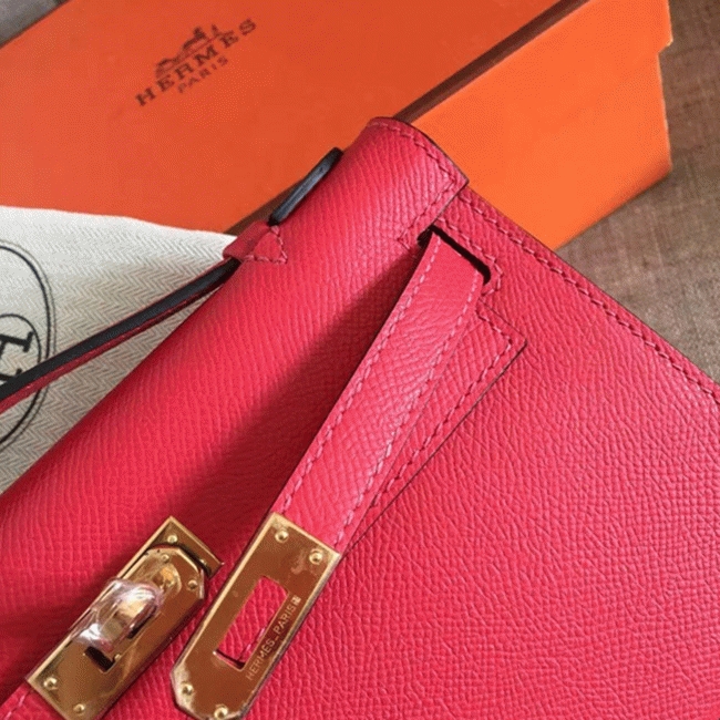 H**me5 Red Epsom Fake Designer Kelly Pochette Classic Purse
