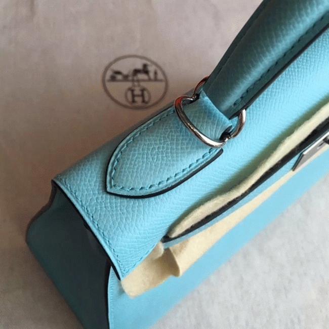 Blue Atoll Epsom Replica H**me5 Kelly Sellier 28cm Vibrant Purse