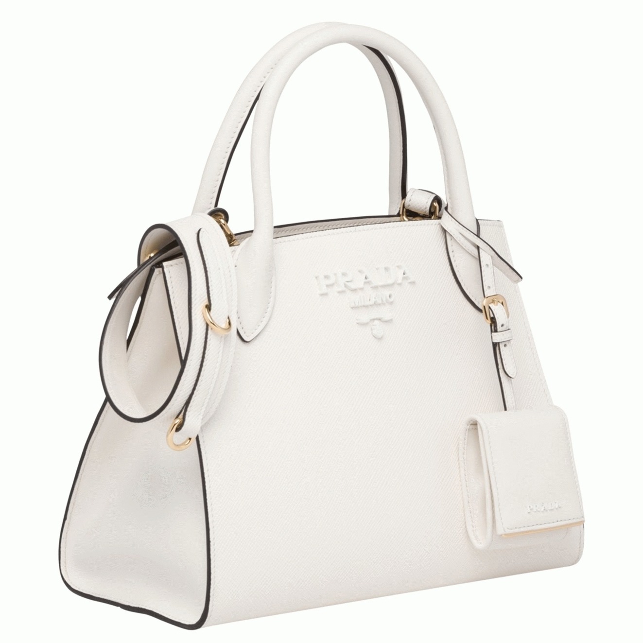 Pra*a Monochrome Small Bag Knockoff in White
