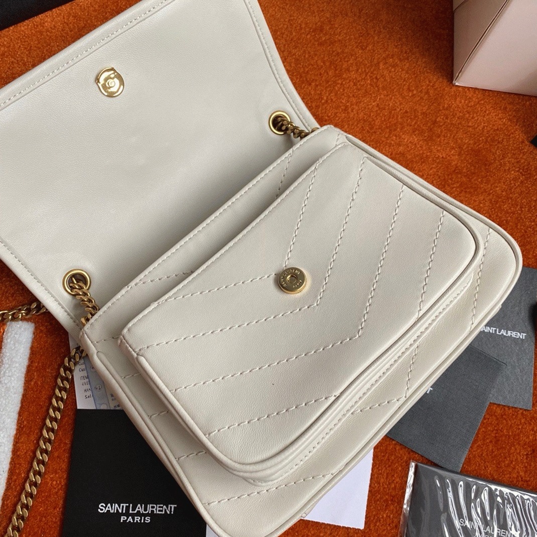 Fake Sa1nt Lau*nt Niki Baby Chain Bag White