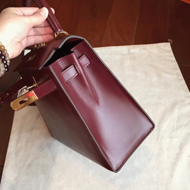 Bordeaux Box Fake Designer H**me5 Kelly Retourne 28cm Vintage-Inspired Bag