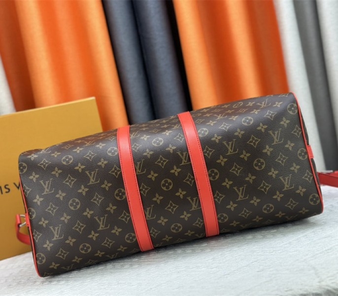 L0vis Vvtt0n Monogram Macassar Canvas Keepall Bandouliere 50 In Red