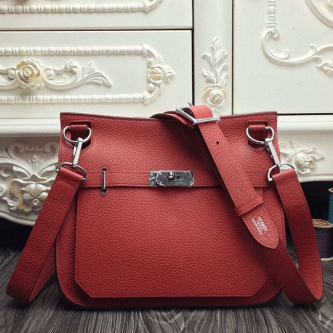Large red fake H**me5 Jypsiere 34cm handbag