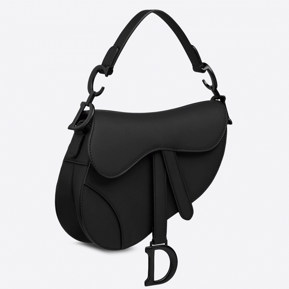D10r Saddle Mini Bag Knockoff in Black Ultramatte Calfskin