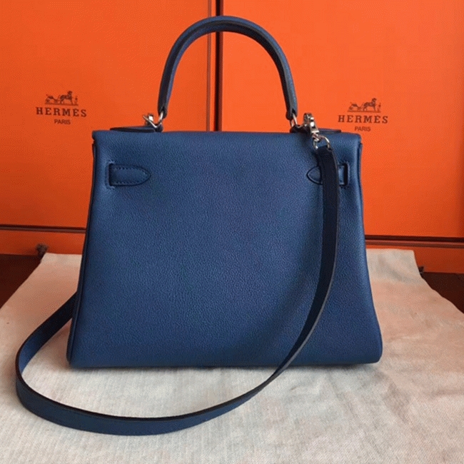 Blue Agate Clemence Fake H**me5 Kelly Retourne 28cm Tote