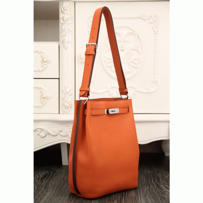 Orange Leather Replica Designer H**me5 So Kelly 22cm Vibrant Handbag