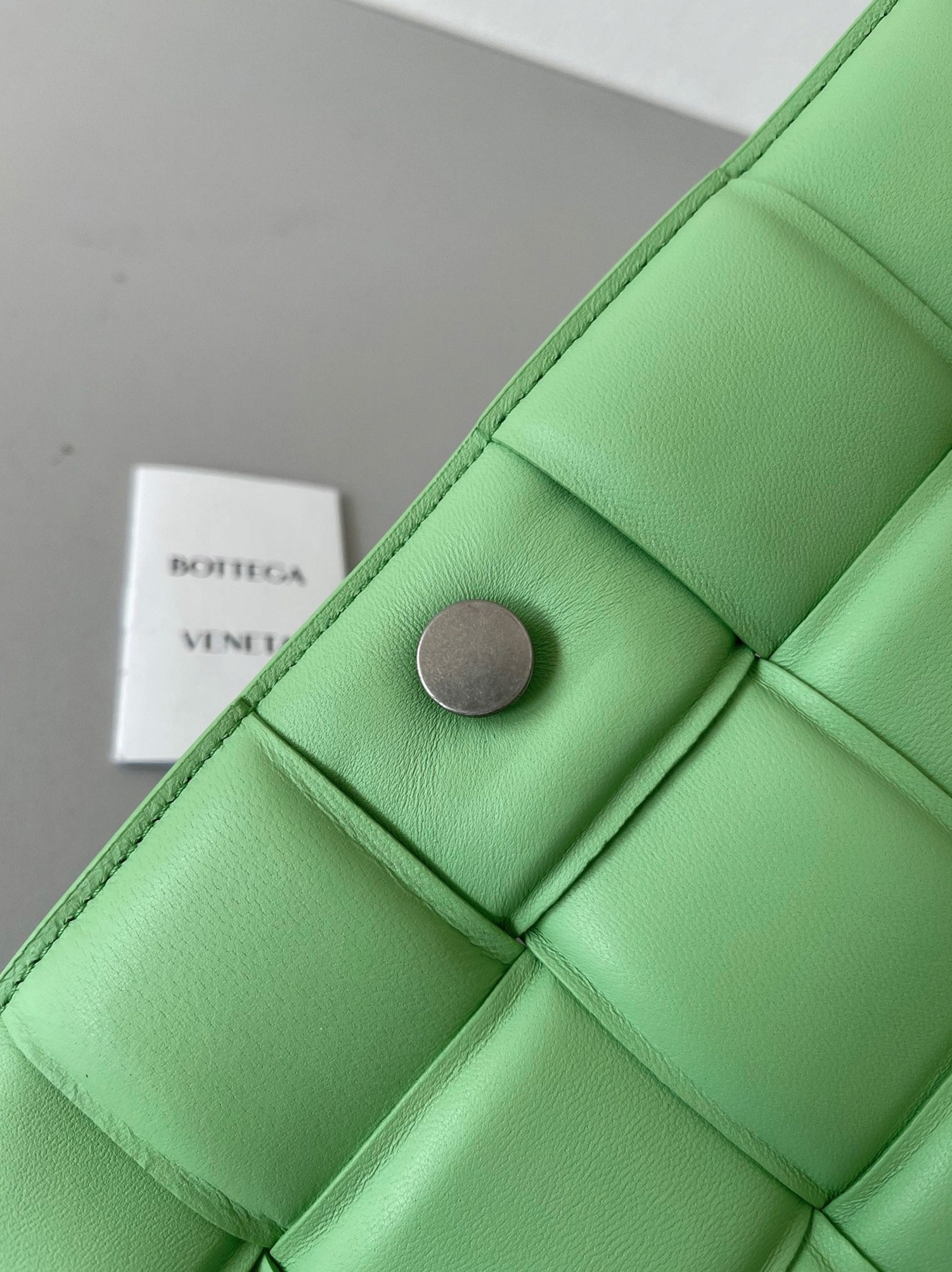 Top Quality Fake B0tt*ga Ven*ta Padded Cassette Bag In Acid Green