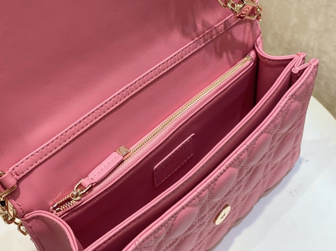 D10r Miss D10r Top Handle Bag Replica in Melocoton Pink Cannage Lambskin